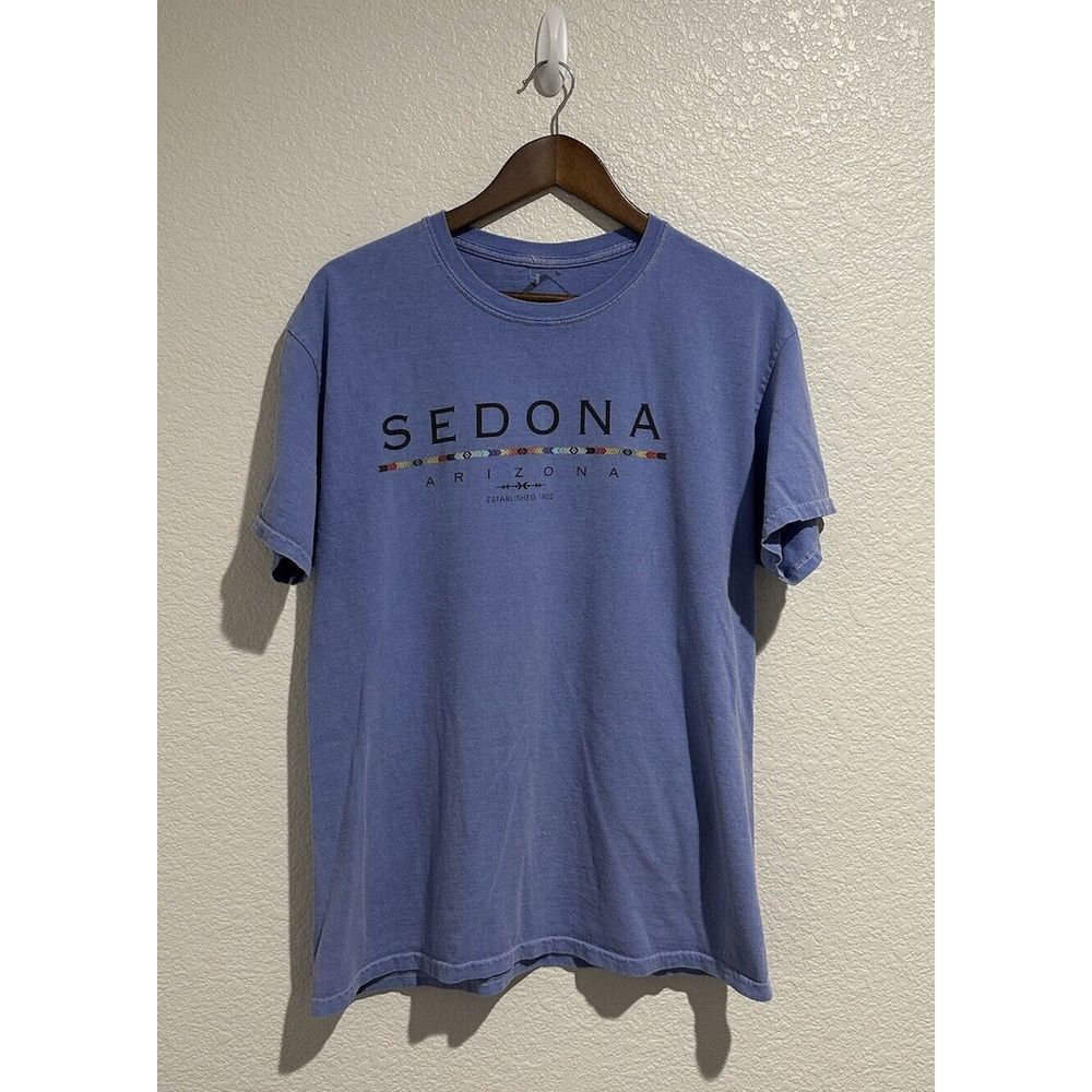 Sedona Arizona Shirt Adult Size Large Blue Short Sleeve Graphic Tee Mens